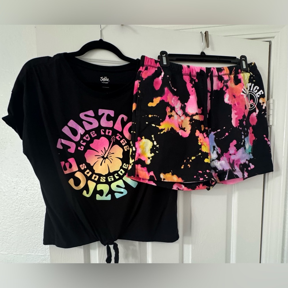 Justice Black and Multicolor Kids Matching Set